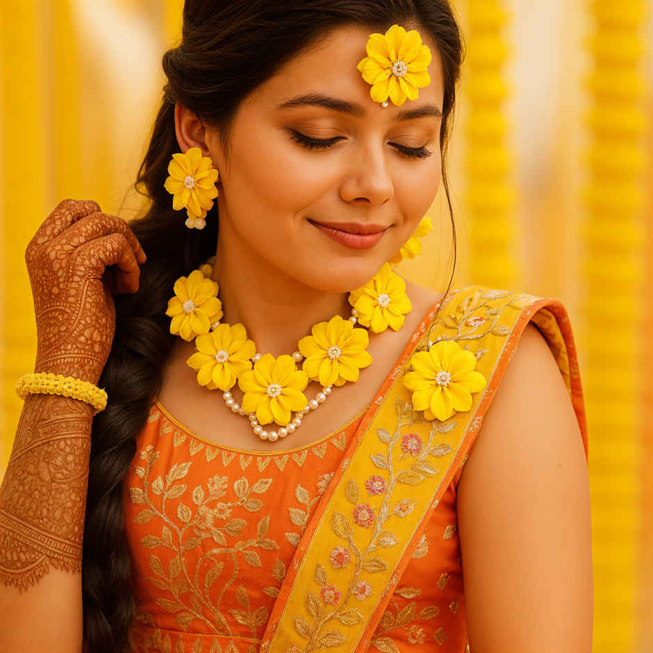 Pearl Traditional Jewellery Set - Elegant Ethnic Accessories Pack | Yellow | Oye Happy