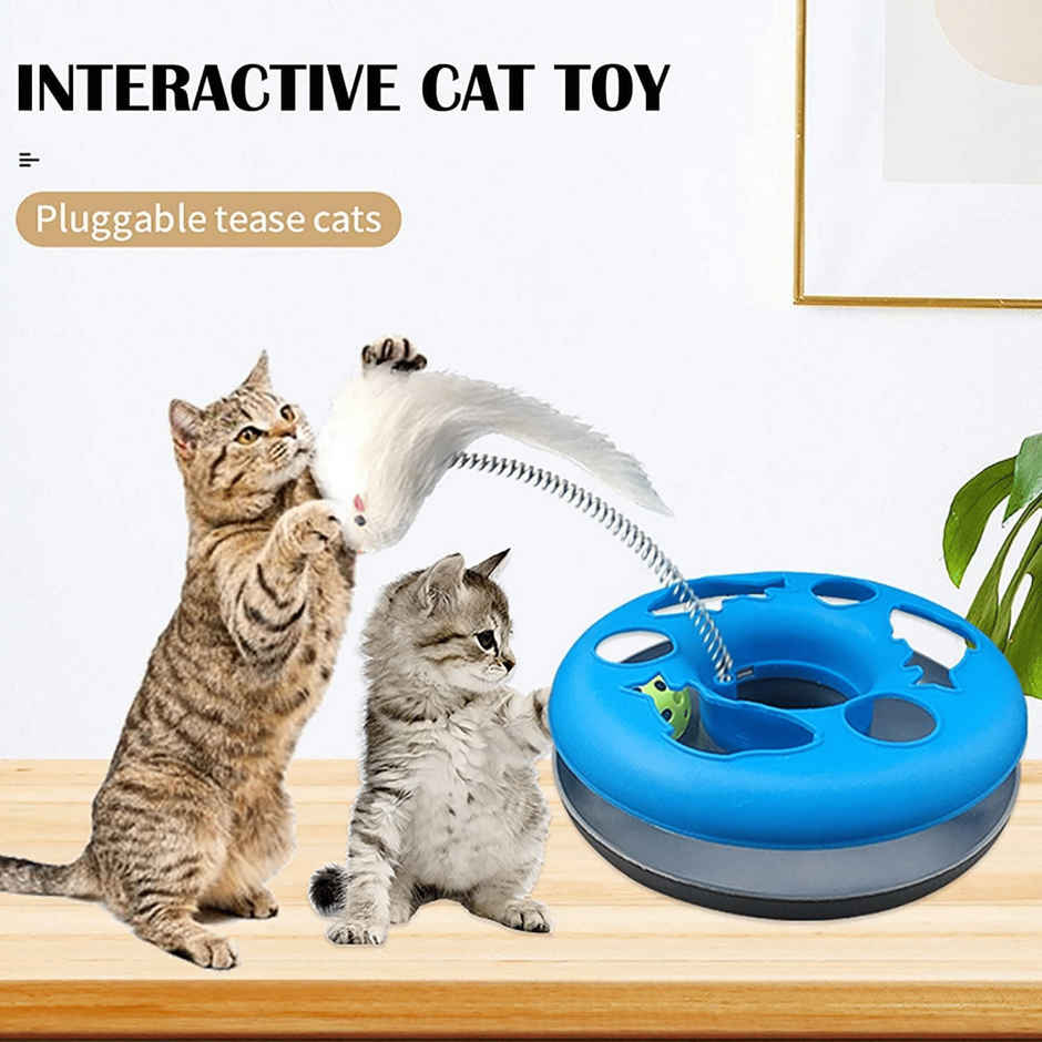 Foodie Puppies Interactive Cat Happy Circle With Ball Bell & Teasing Stick | Fun Toy For Cats - Assorted