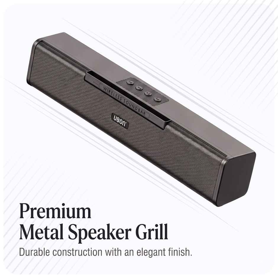 UBON Thunder 16W Wireless Soundbar with Voice Changer Mic | 10hrs Playtime | RGB Lights | BT v5.3 | TF, AUX, USB & FM (Black)