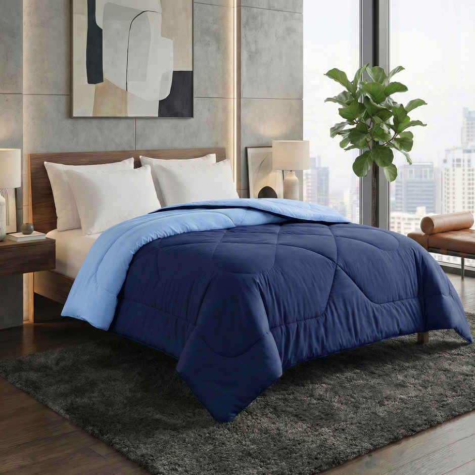 Dream Living Navy Solid Reversible Double Bed AC Comforter 220 x 230 cm