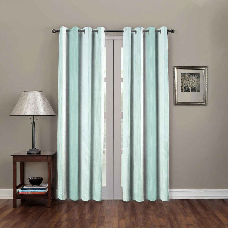 BAY6 Microfiber Cotton Door Curtains | Set of 2 | 7x4 ft | Green