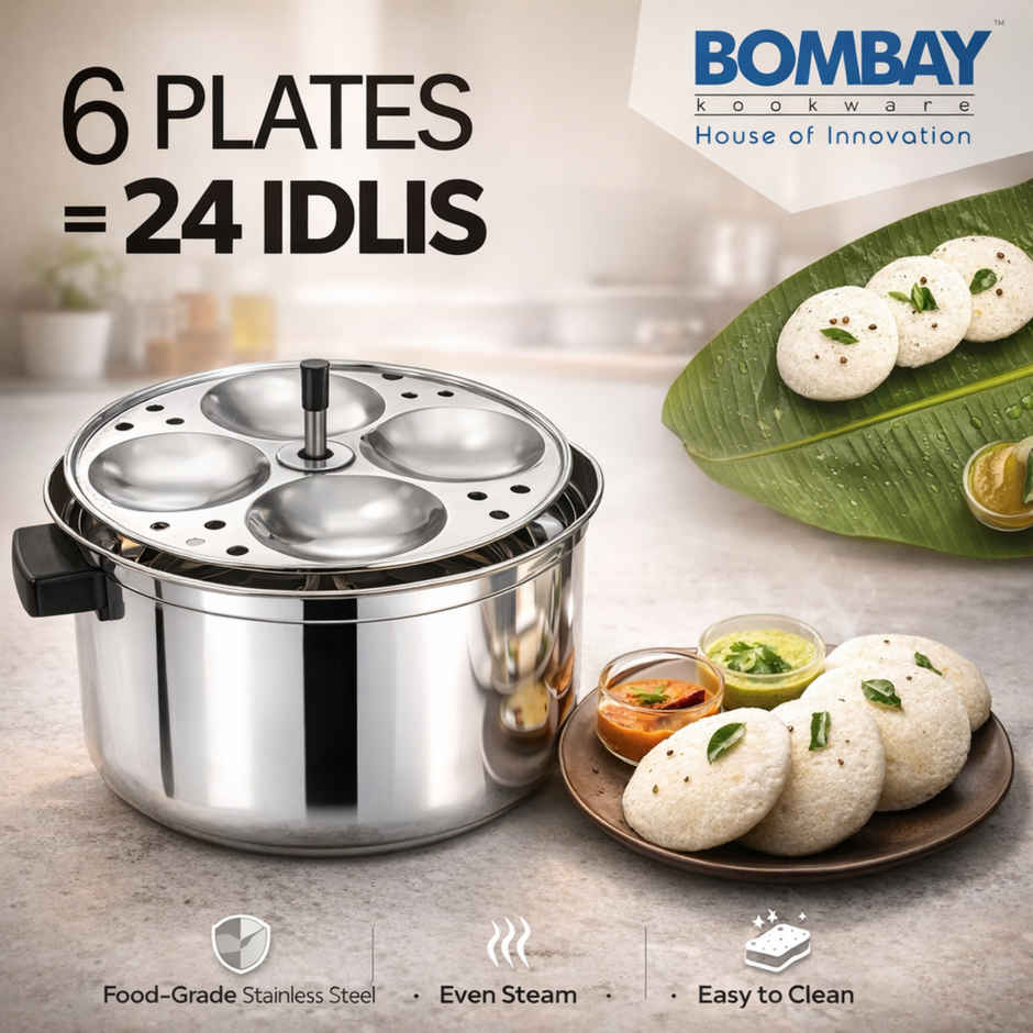 Bombay Kookware Stainless Steel Idli Cooker | 6 Plate