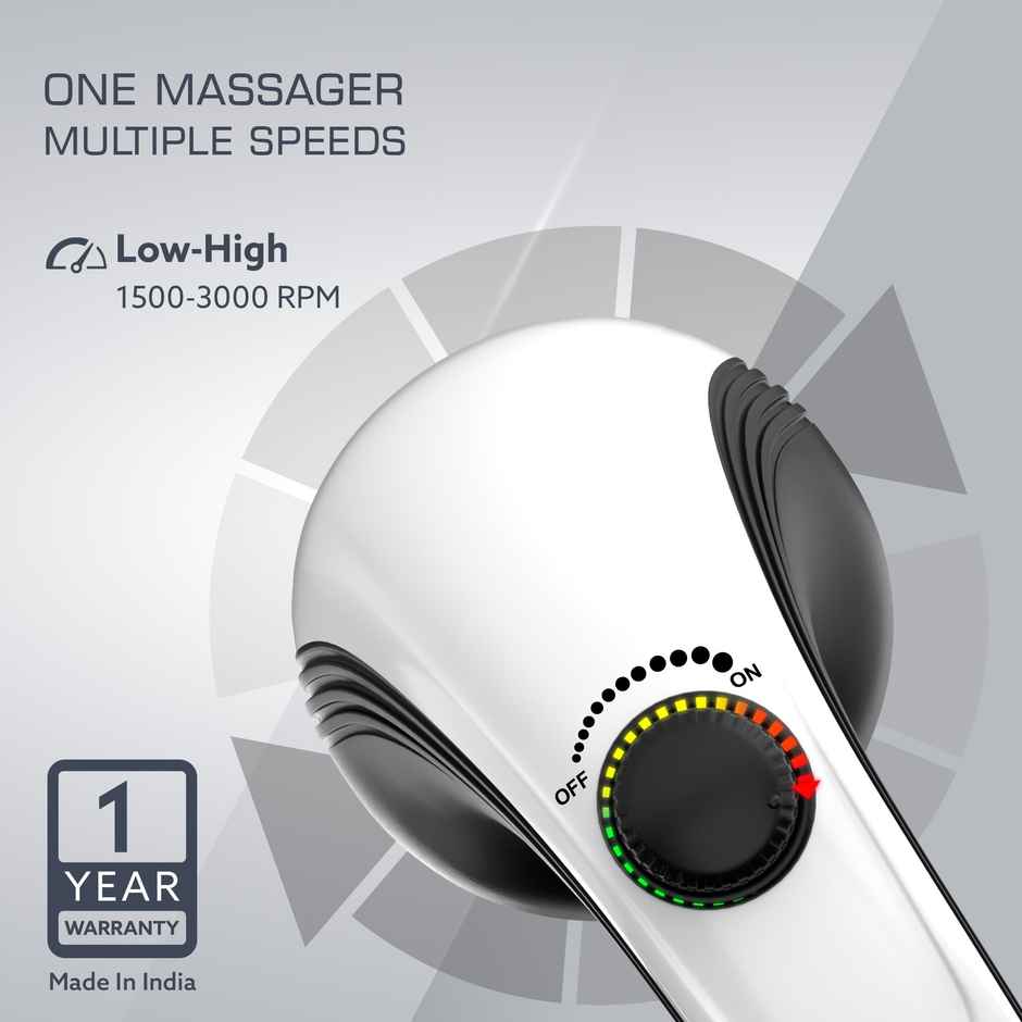 Agaro Atom Plus Electric Handheld Full Body Massager | 4 Massage Heads | Mesh Cover
