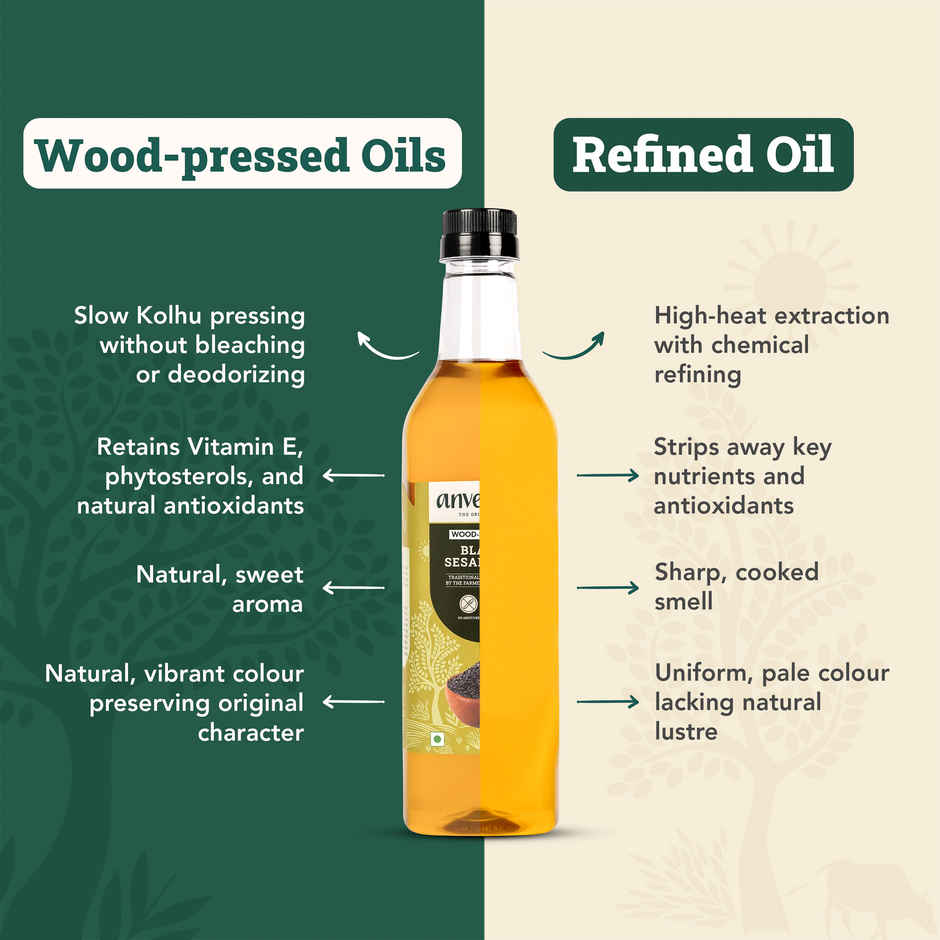 Anveshan Sesame (Til-Gingelly) Wood Cold Pressed Oil | Bottle