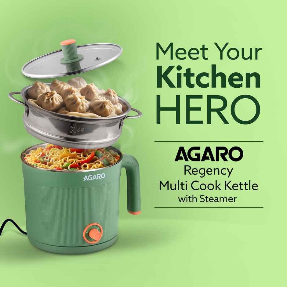 Agaro Regency Multi Cook Kettle Steamer 1.2l Inne Pot Double Layered Body Variable Temperature 600W