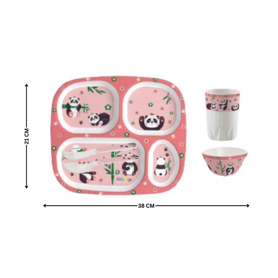 Cello Kidzbee Quadmeal Bamboo Buddies Melamine Meal Set for Kids | Set of 5, Peach
