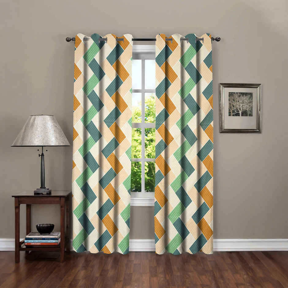 BAY6 Microfiber Cotton Door Curtains - Set of 2 - (9x4 ft) - Multicolor