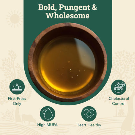 Anveshan Mustard (Sarson) Wood Cold Pressed Oil | Bottle