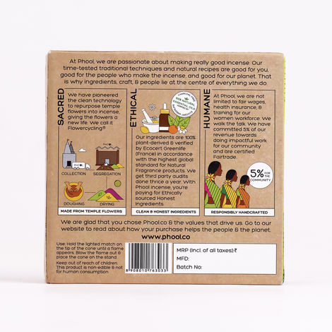 Phool Badrinath Kesar Chandan Dhoop Cones - Made From Temple Flowers