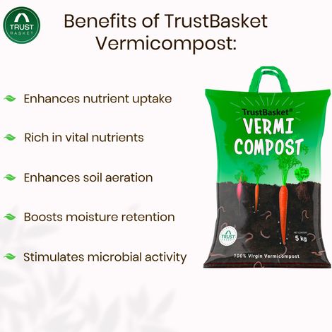 TrustBasket 5 kg Organic Vermicompost Fertilizer | Nutrient-Rich Manure for Plants & Pots