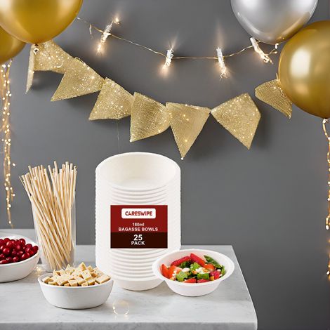 Careswipe Disposable Paper Bowl | 180 ml -  25 Pcs 