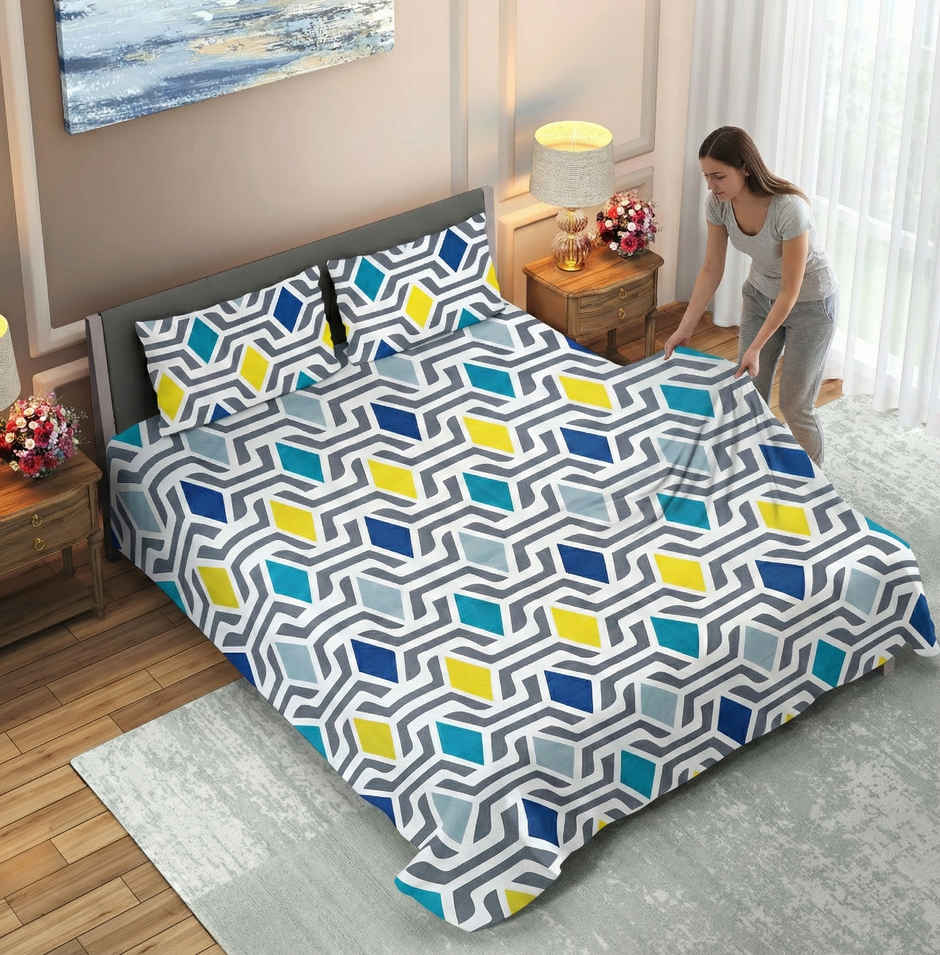 Dream Living 115 GSM Double Bedsheet Set |220 x 240 cm| With 2 Pillow Covers