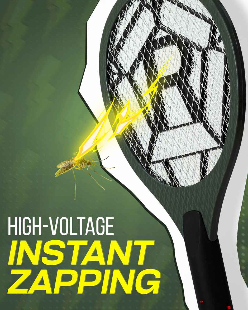 Killato Weird Wolf Heavy Duty Rechargeable Electric Mosquito Racket Bat | Dark Green