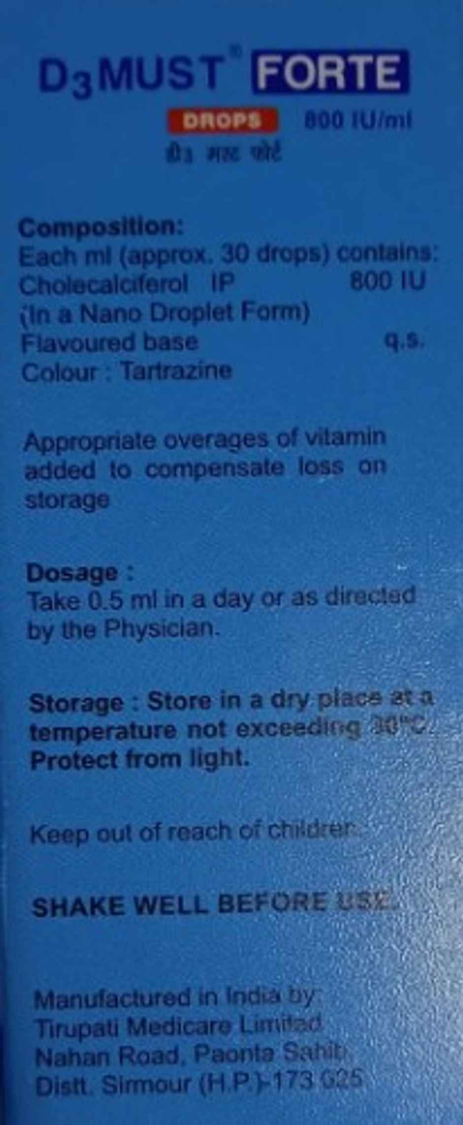 D3 Must Forte 800IU/ml Pineapple Flavour Oral Drop