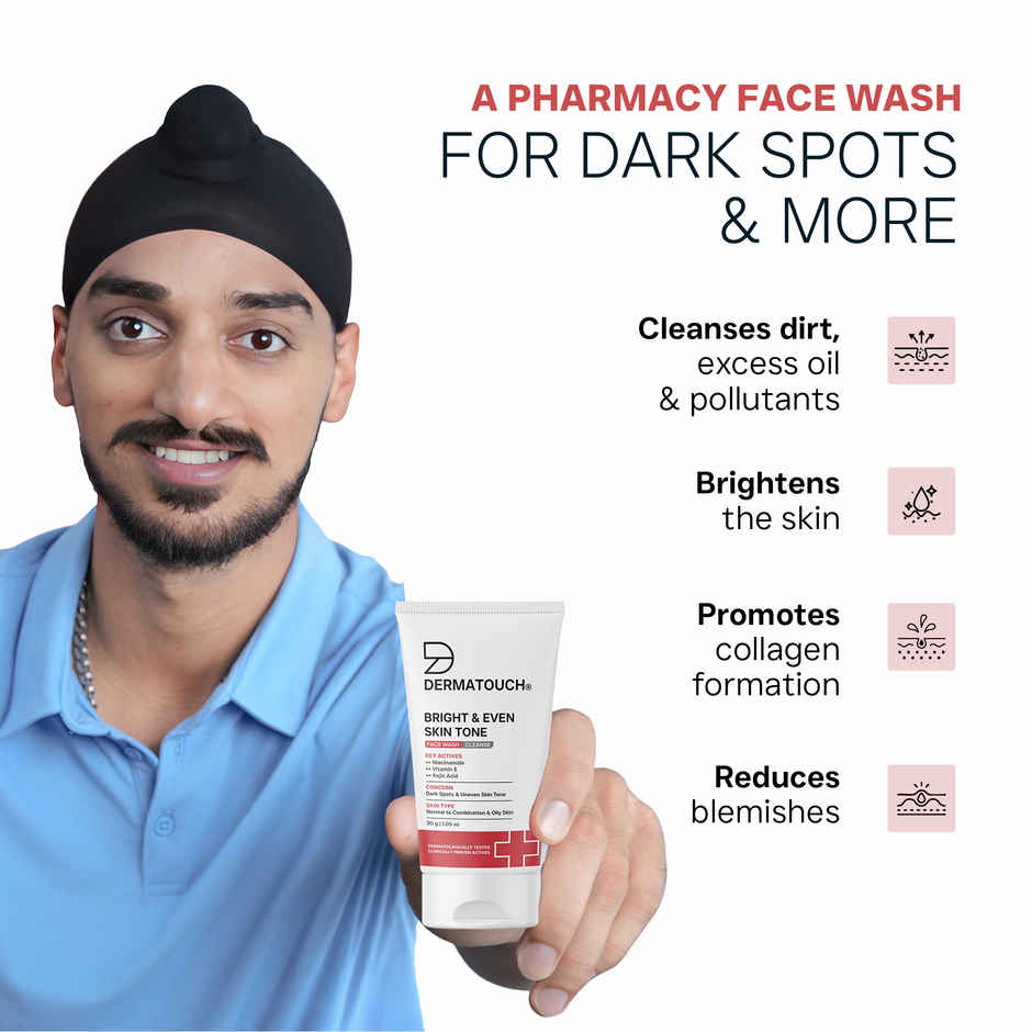Dermatouch Bright & Even Tone Face Wash With Niacinamide Vitamin E & Kojic Acid Uneven Tone