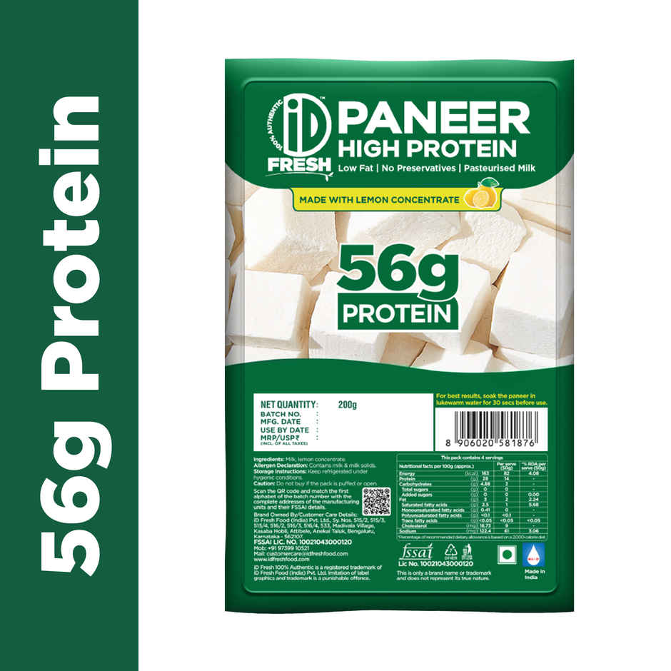iD Fresh High Protein Paneer | 56 G Protein 200.0 Gram