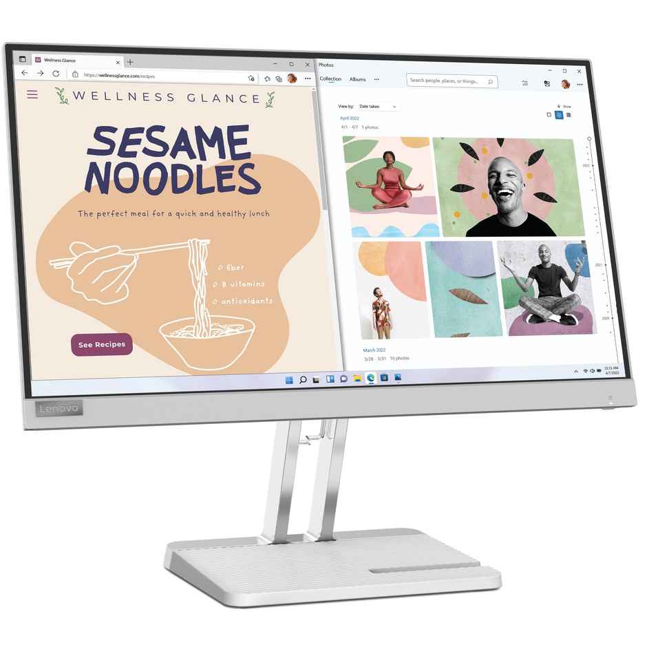 Lenovo L22e-40 21.45 inch FHD Ultraslim Monitor, AMD FreeSync, HDMI, TUV Eye Comfort, Cloud Grey