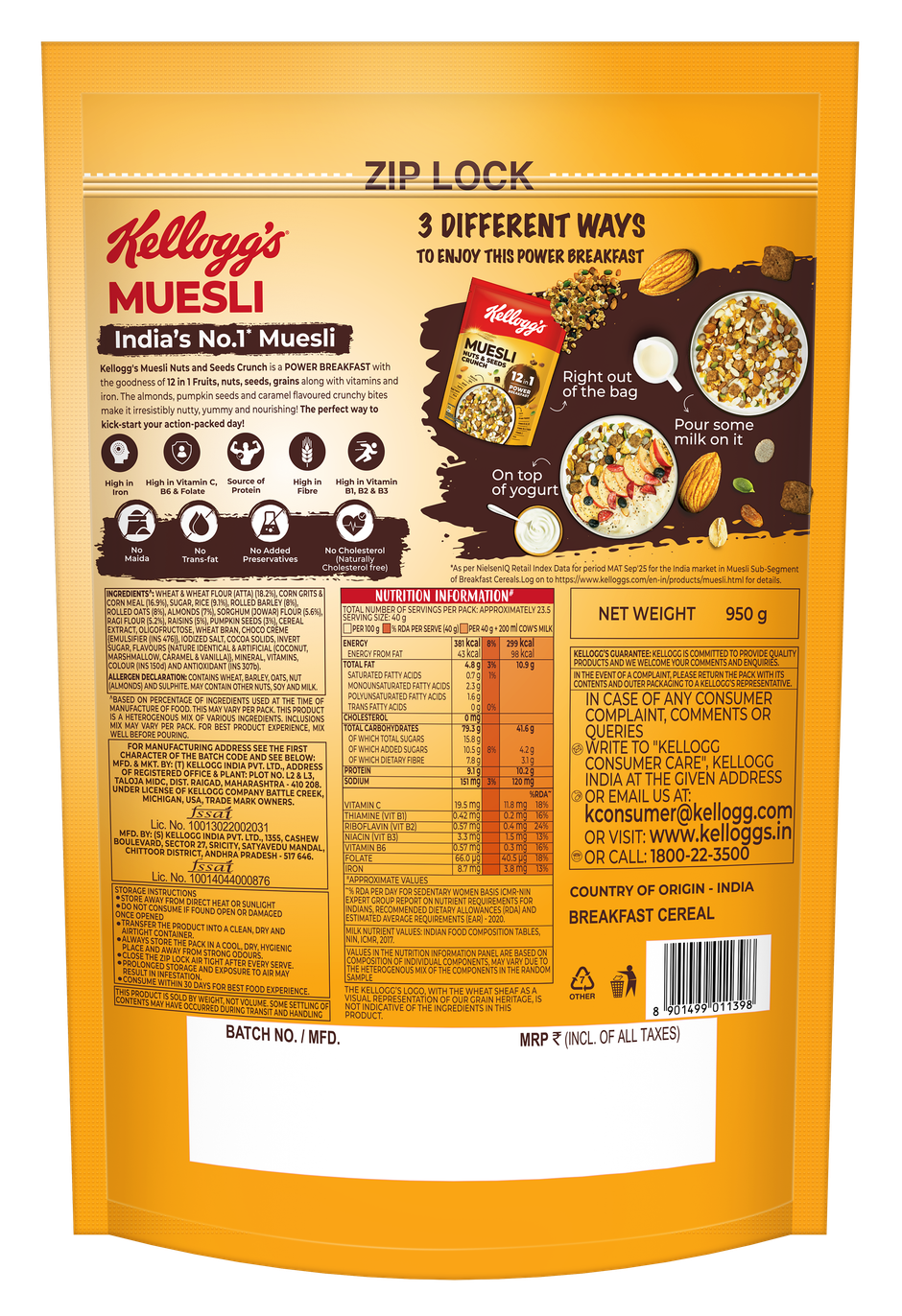 Kellogg's Muesli Nuts and Seeds Crunch | 12-in-1 Power Breakfast