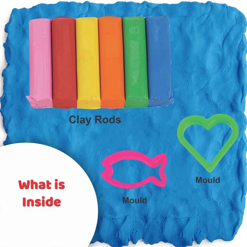 Cello ColourUp Clay with 6 Multicolour Clay Stripes & 2 Moulds | Return Gift | Pack of 10