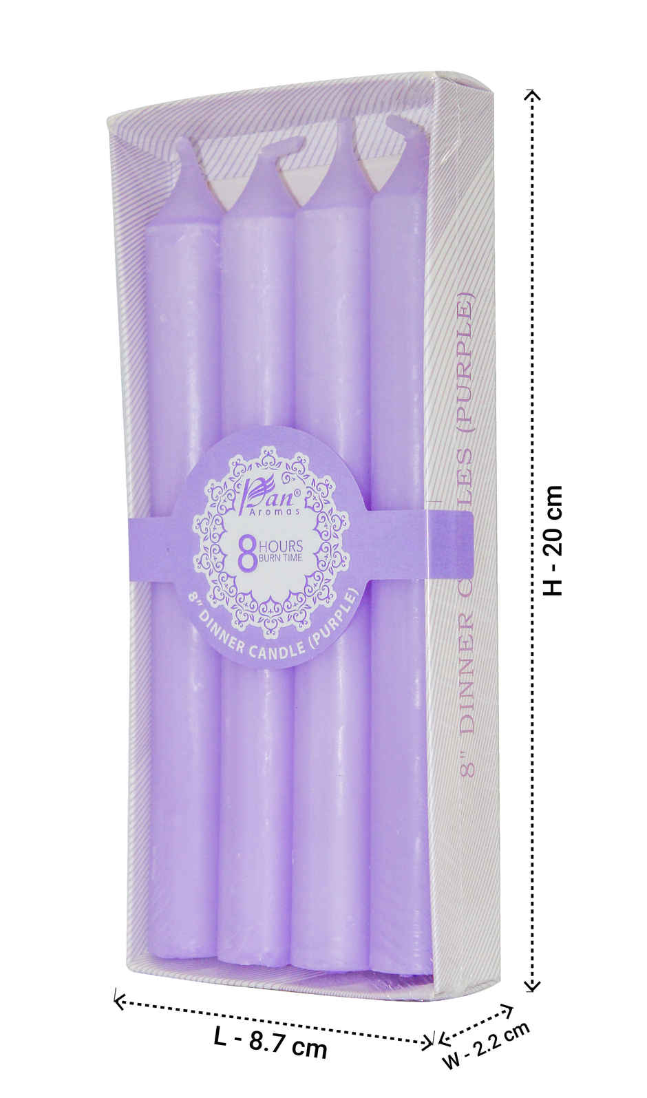 Pan Aromas Dinner Candle | 2 x 20 cm | Purple
