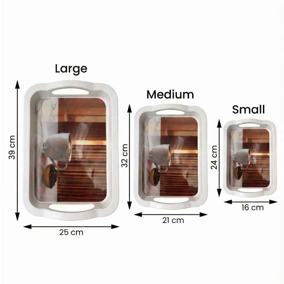 Daluci Serving Tray with Side Handles | White | Small Medium Large