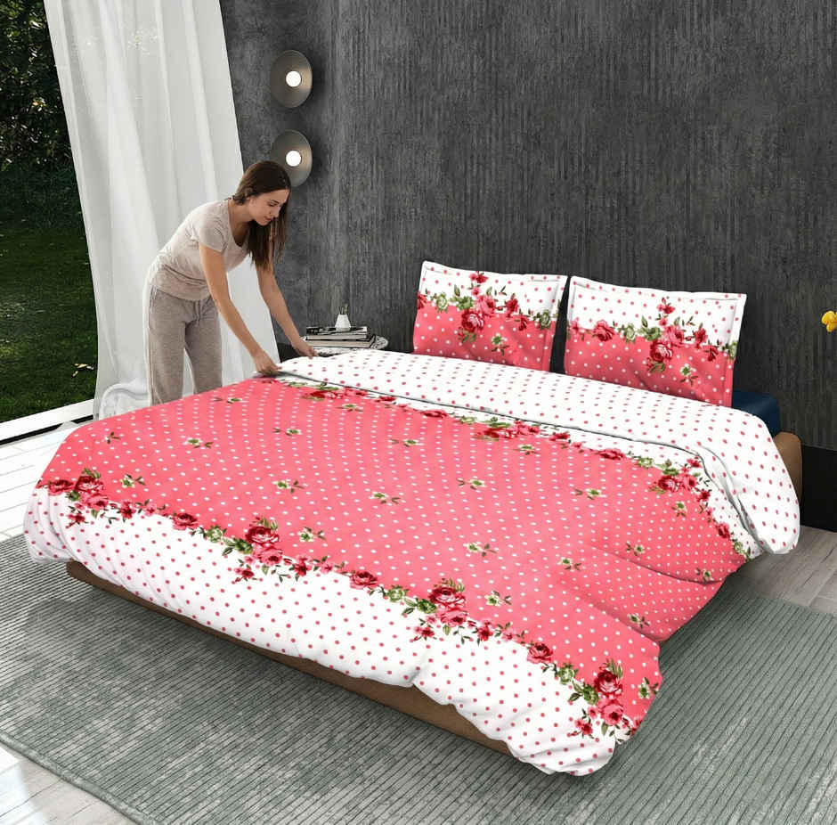 Dream Living 115 GSM Double Bedsheet Set |220 x 250 cm| With 2 Pillow Covers