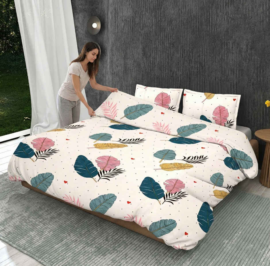 Dream Living 115 GSM Double Bedsheet Set |220 x 250 cm| With 2 Pillow Covers