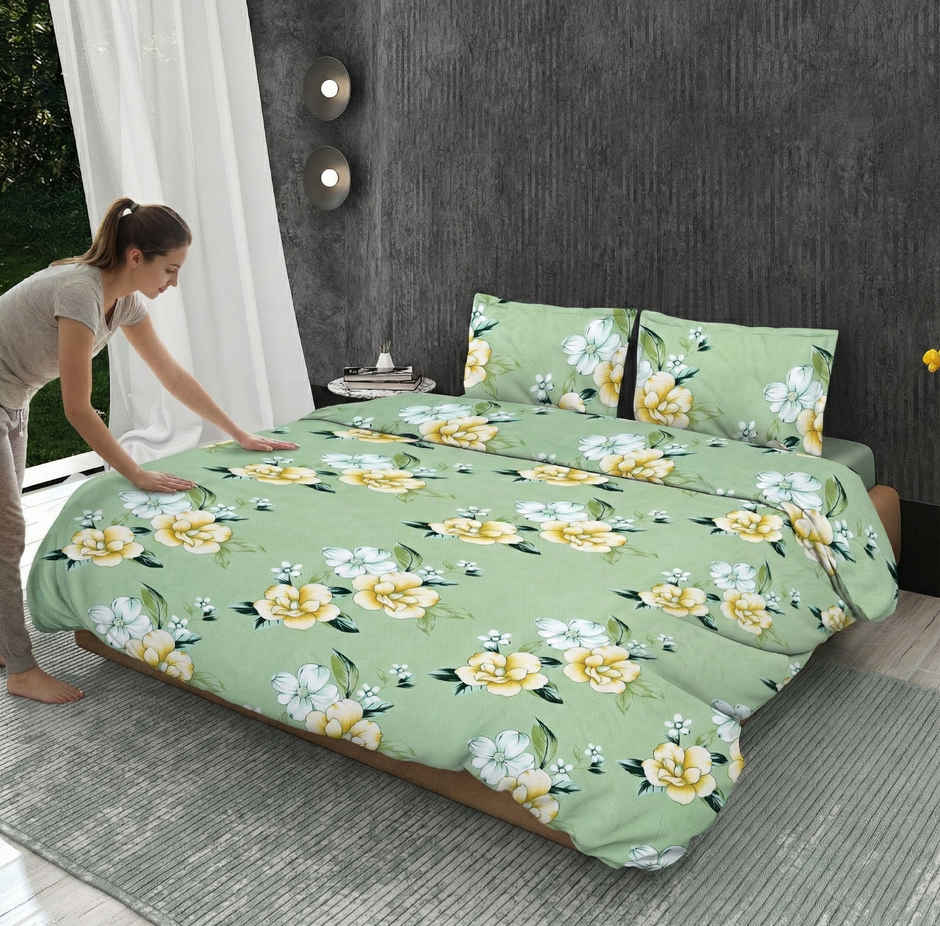Dream Living 115 GSM Double Bedsheet Set |220 x 250 cm| With 2 Pillow Covers