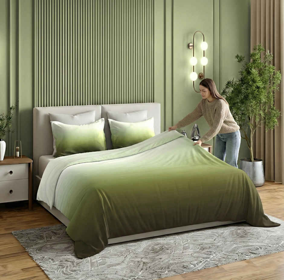 Dream Living Ombrey Double Bedsheet Set | Olive - 220 x 250 cm