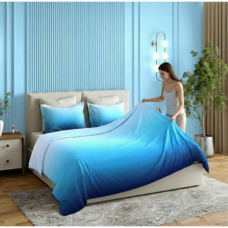 Dream Living Ombrey Double Bedsheet Set | Blue - 220 x 250 cm