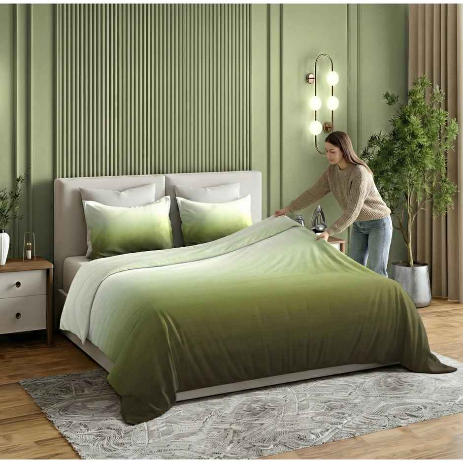 Dream Living Ombrey Double Bedsheet Set | Olive - 220 x 250 cm