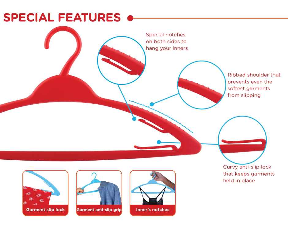 Happy To Hang 6+6 Piece Polypropylene Hanger, Red And Blue (Buy 1 Get 1 Free)