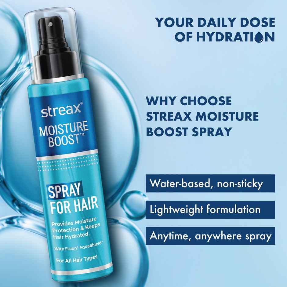 Streax Moisture Boost Spray Hair Serum | Hydrating - Frizz Free - Smooth - Silky Finish