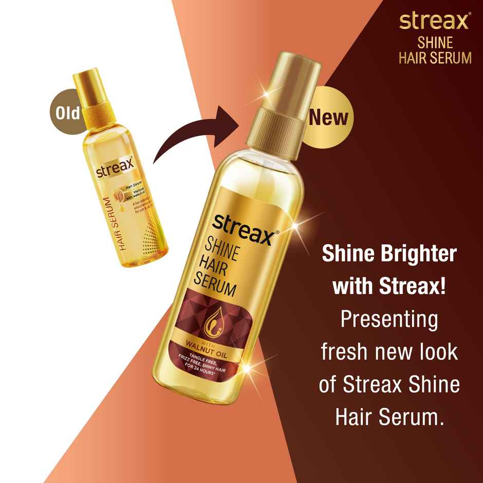 Streax Hair Serum Vitalized with Walnut Oil, For Hair Smoothening & Shine, For Dry & Frizzy Hair