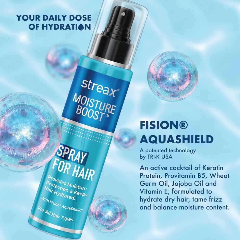 Streax Moisture Boost Spray Hair Serum | Hydrating - Frizz Free - Smooth - Silky Finish
