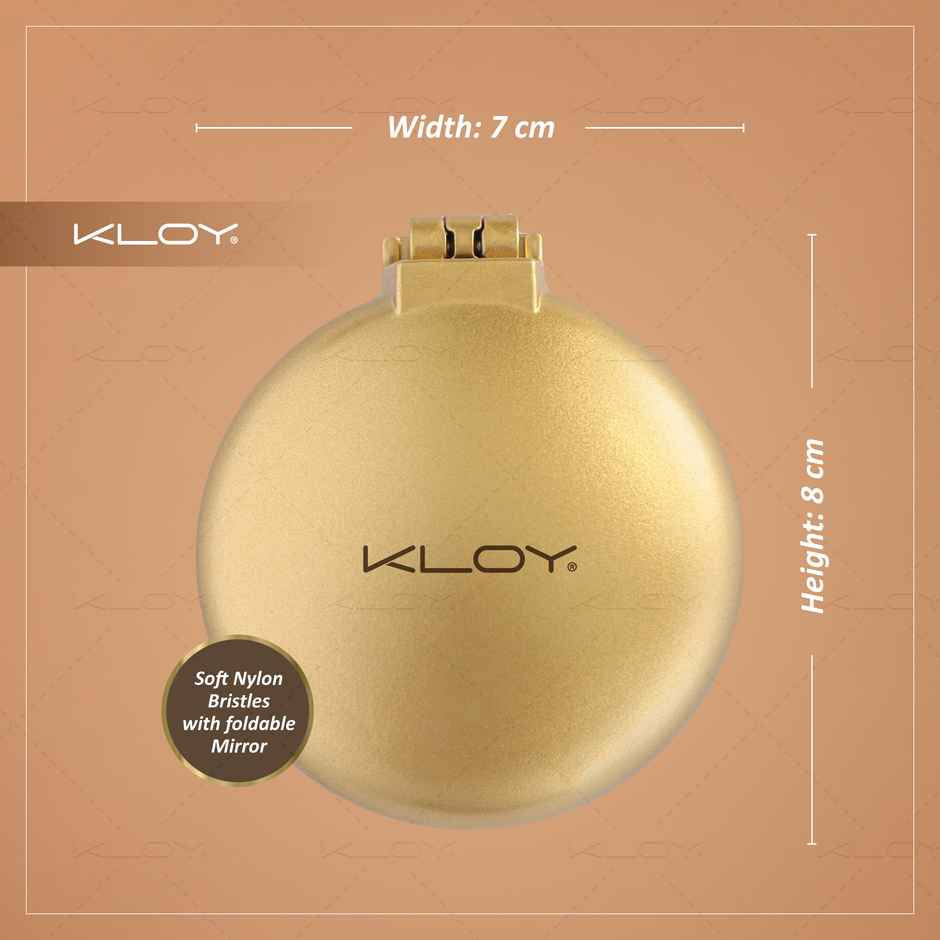 Compact Pop-up Hair Brush with Foldable Mirror (Gold)