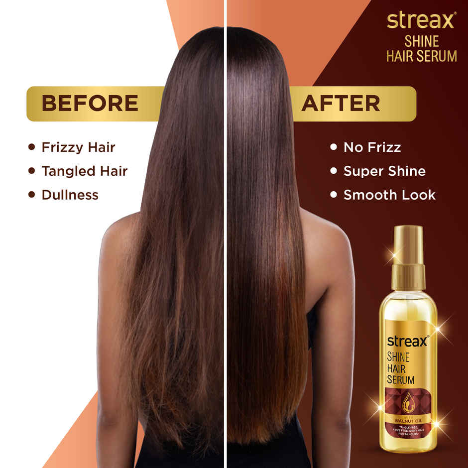 Streax Hair Serum Vitalized with Walnut Oil, For Hair Smoothening & Shine, For Dry & Frizzy Hair