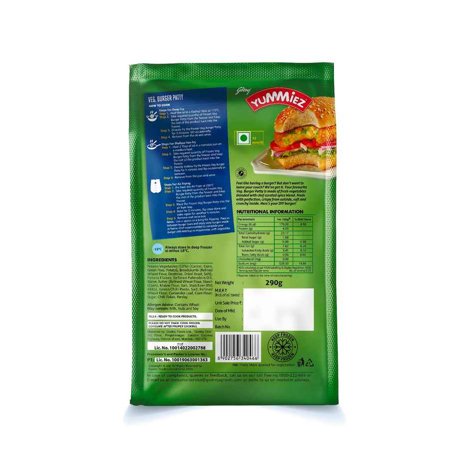 Godrej Yummiez New Veg Burger Patty