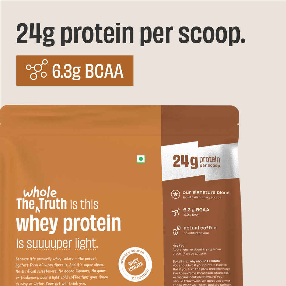 The Whole Truth Whey Protein Powder Cold Coffee (24g Protein Per Scoop)