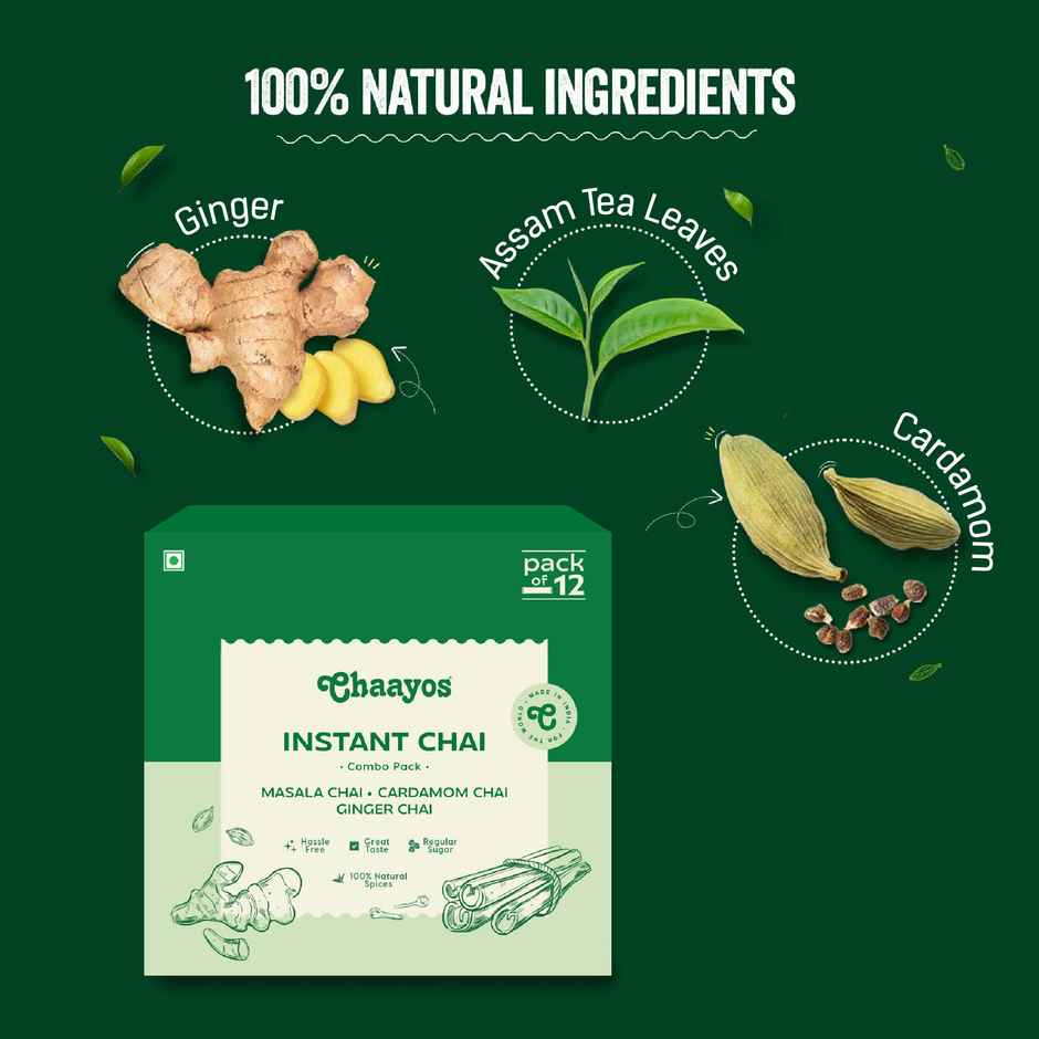 Chaayos Instant Tea Premix Combo / Masala + Elaichi + Ginger