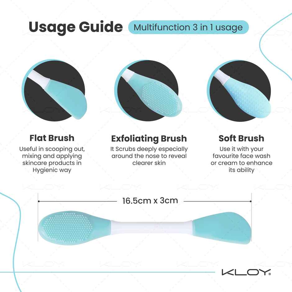 Silicone Face Mask Applicator & Lip Cleansing Brush Made With Ultra Hygienic Soft Silicone bristle for Gentle Exfoliation (Turquoise)