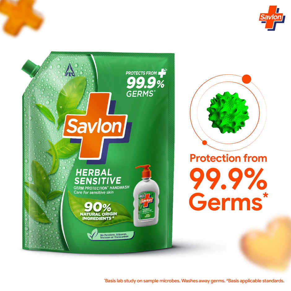 Savlon Herbal Sensitive Handwash Refill Pack 1.3L| Care for sensitive hands|Value Pack