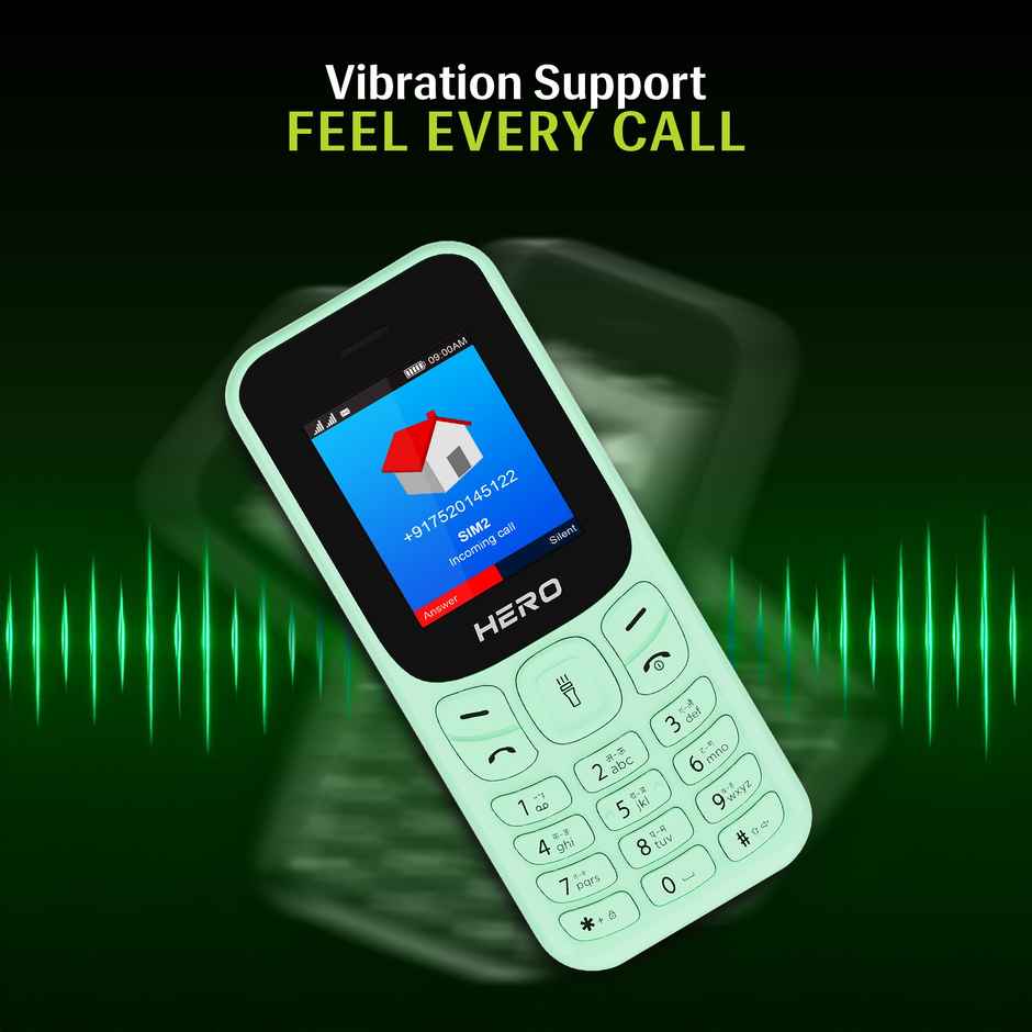 Lava Hero Shakti 2025 Dual Sim Keypad Mobile | 1.8" Display | 800 mAh Battery | Mint Green