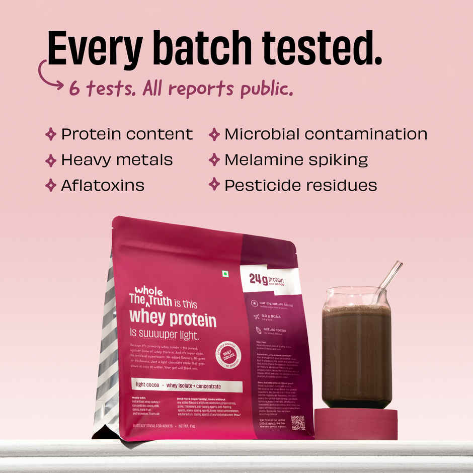 The Whole Truth Whey Protein Powder | Light Cocoa | 24g Protein Per Scoop