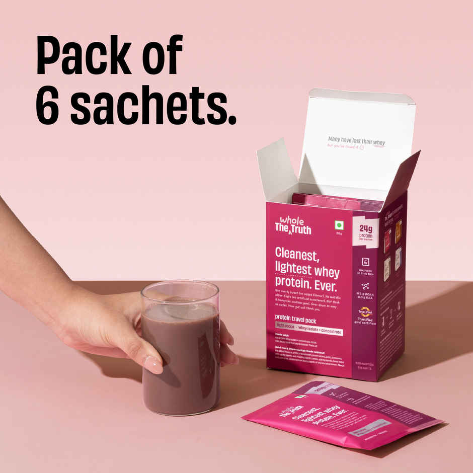 The Whole Truth Light Cocoa Whey 24G Protein Pack of 6