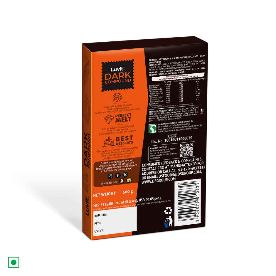 Luvit Dark Compound Chocolate Bar
