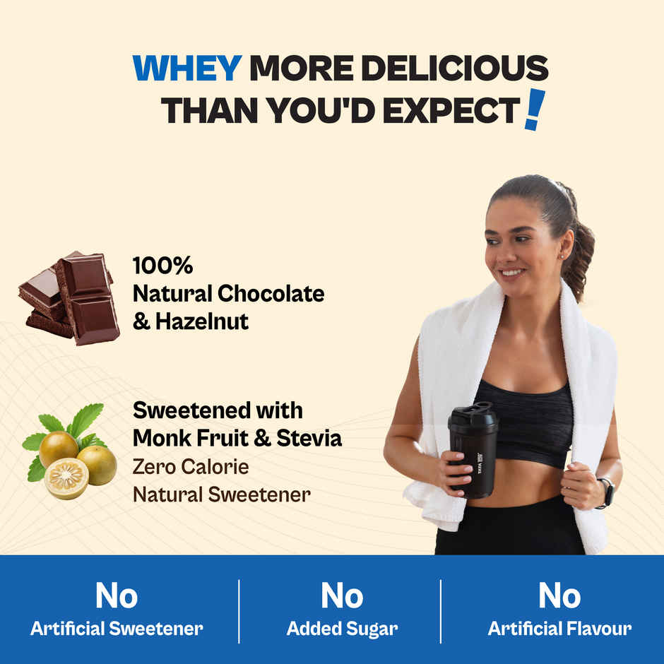 Tata 1mg Ultra Clean Whey Protein | Concentrate+Isolate | Hazelnut Chocolate