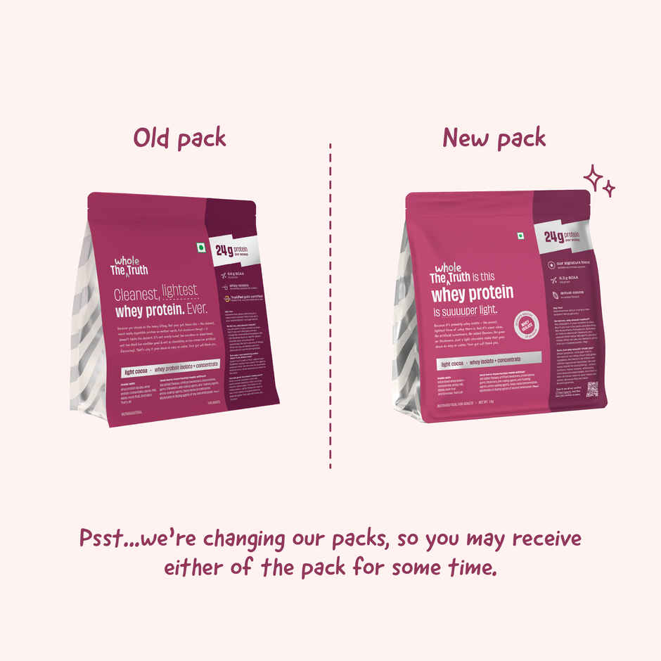 The Whole Truth Whey Protein Powder Light Cocoa (24g Protein Per Scoop) Combo