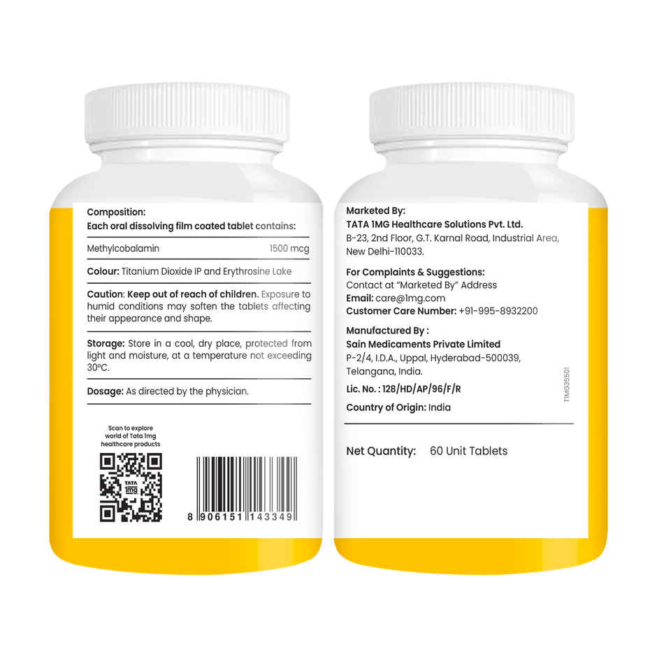 Tata 1mg Vitamin B12 Methylcobalamin 1500mcg Tablet