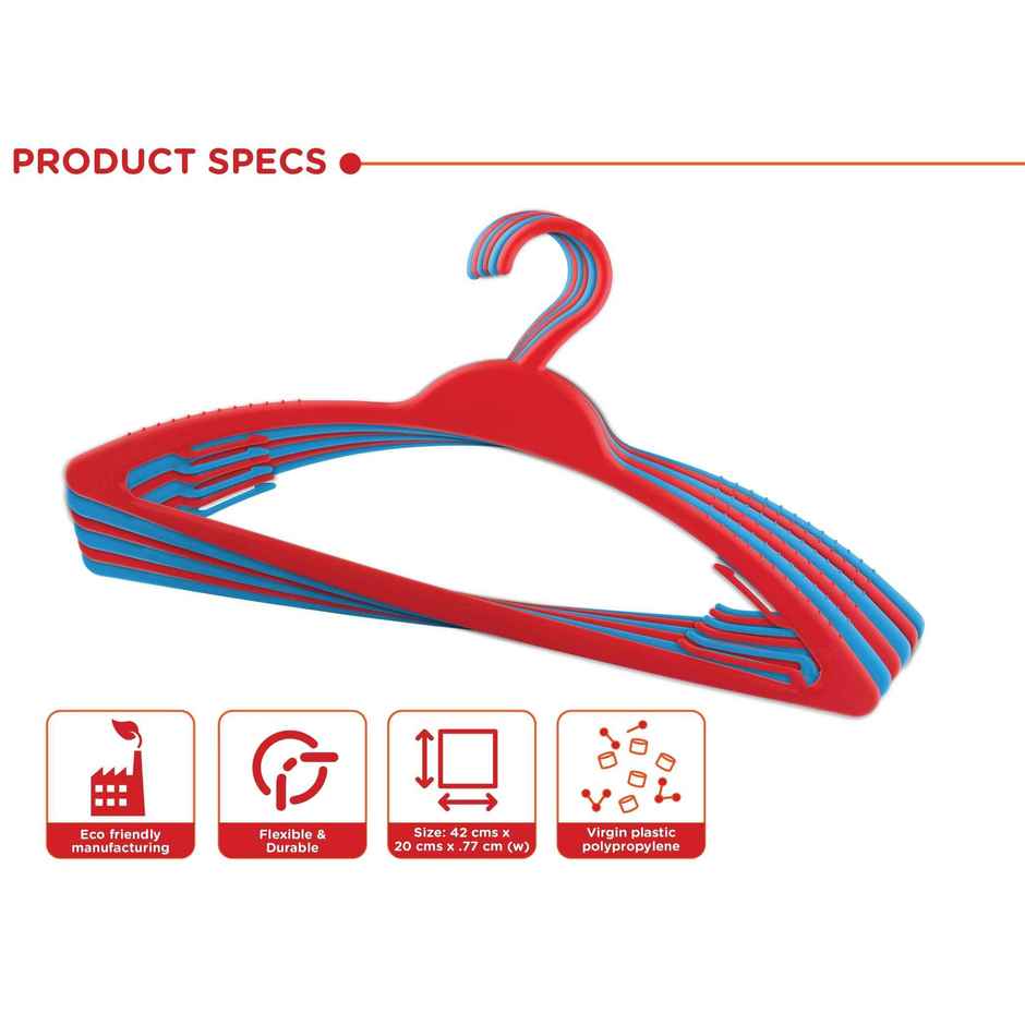 Happy To Hang 6+6 Piece Polypropylene Hanger, Red And Blue (Buy 1 Get 1 Free)